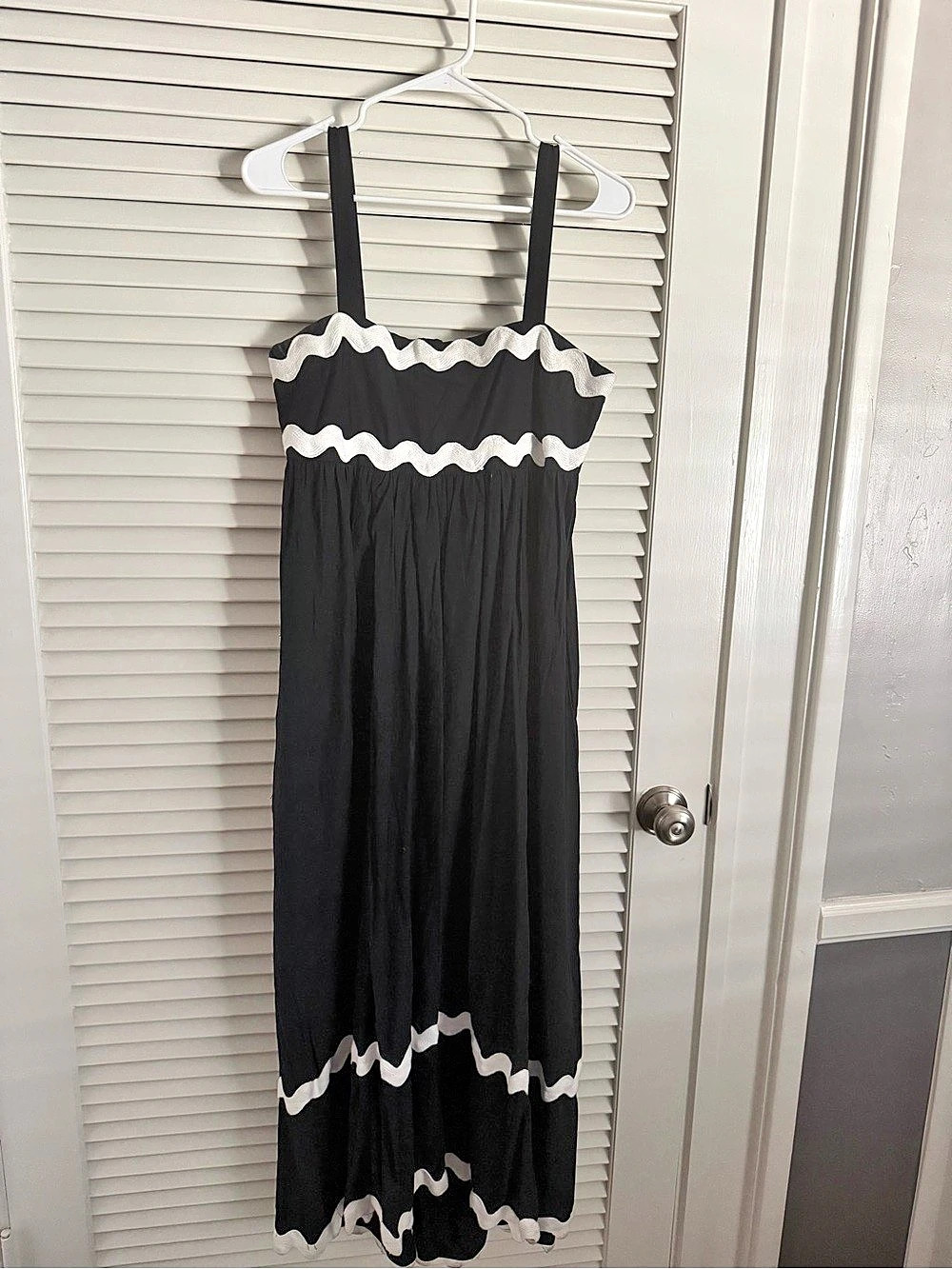 WHITE CLOSET Maxi Dress in Black with White Rickrack❗️